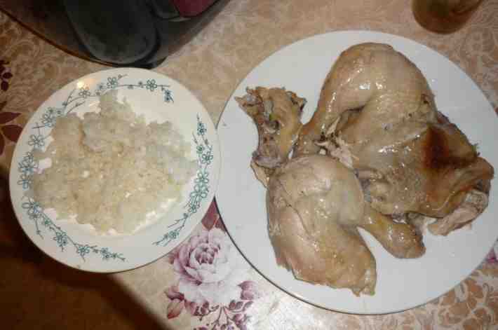 Фото рецепта: «Курица жареная с рисом» в мультиварке Vitek